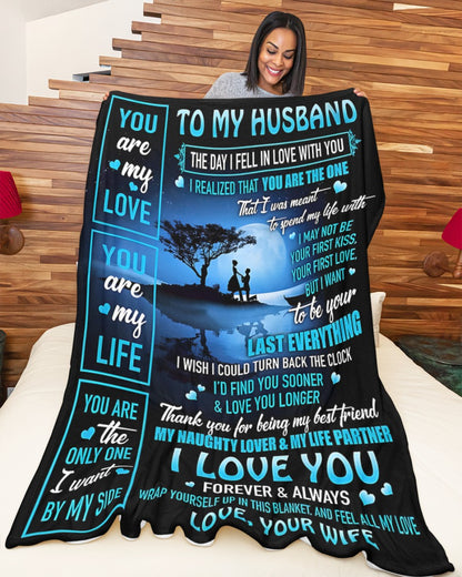 TO MY HUSBAND - GIFT FROM WIFE - Sherpa Fleece Quilt Blanket (SKU2603-230)