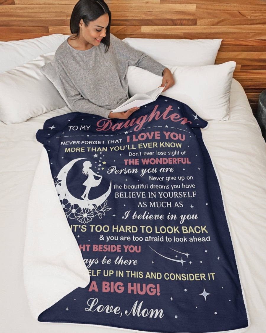TO MY DAUGHTER - GIFT FROM MOM- Sherpa Fleece Quilt Blanket (SKU2607-27)