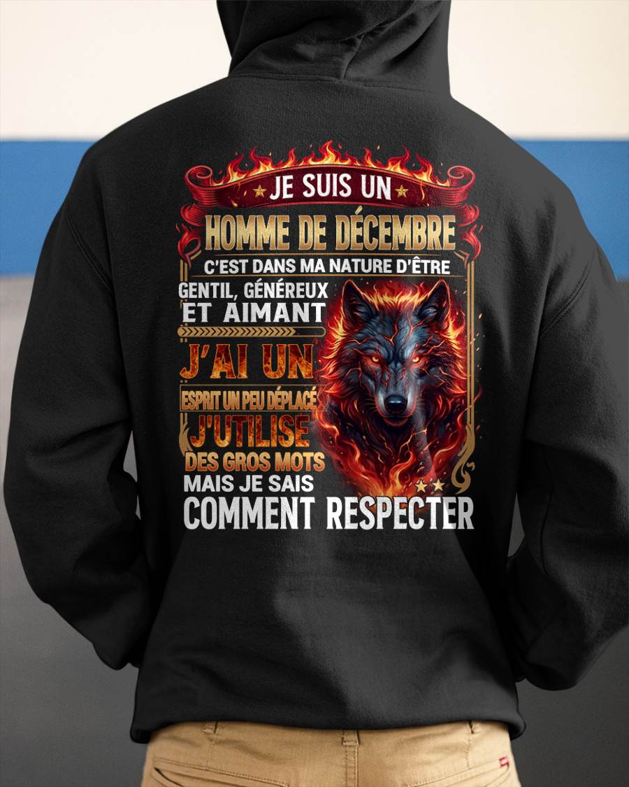 DÉCEMBRE – ESPRIT MALICIEUX MAIS SAIT RESPECTER - T-SHIRT ANNIVERSAIRE HOMME - IMPRESSION DTG PREMIUM - frLUNA12 (SKU2604-87-12)