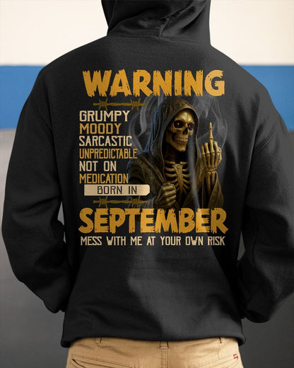 SEPTEMBER - WARNING GRUMPY MOODY - BIRTHDAY T-SHIRT FOR MEN - EBIL09 (SKU26T-01-07-09)
