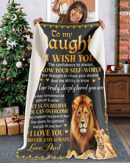 TO MY DAUGHTER  - GIFT FROM DAD- Sherpa Fleece Quilt Blanket (SKU2606-12)
