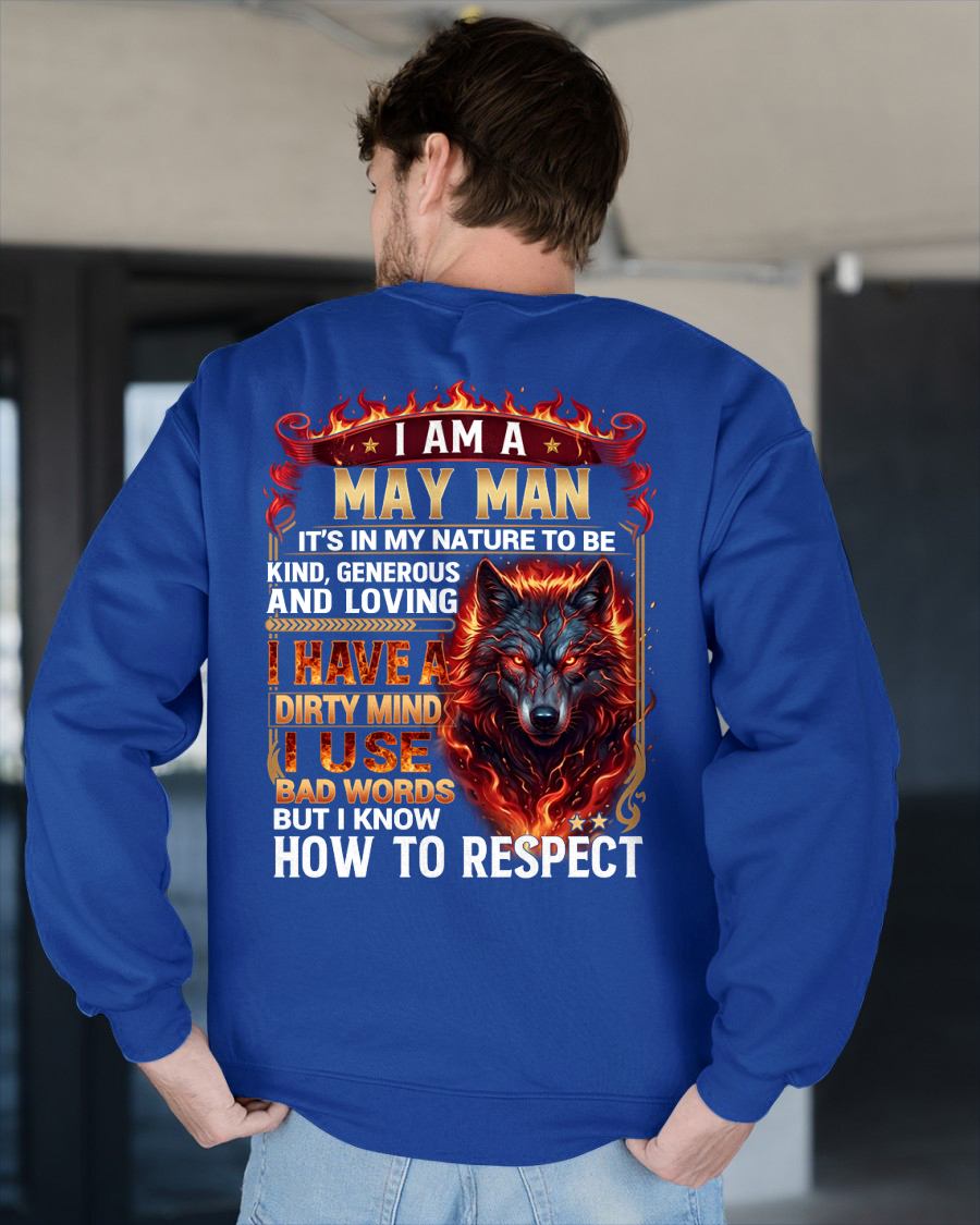 MAY - DIRTY MIND BUT KNOW HOW TO RESPECT - PREMIUM DTG PRINT - BIRTHDAY T-SHIRT FOR MEN - LUNA05 (SKU2604-51-05)