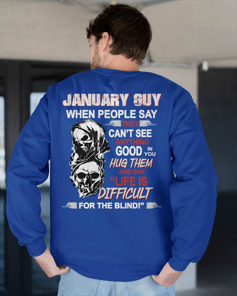 JANUARY - HUG THEM AND SAY... - BIRTHDAY T-SHIRT FOR MEN - SNOW01 (SKU12-253-01)
