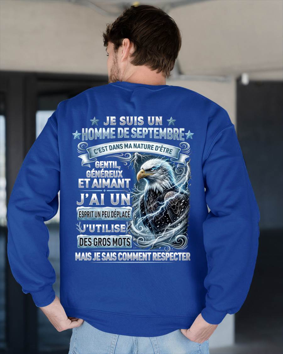 SEPTEMBRE – ESPRIT MALICIEUX MAIS SAIT RESPECTER - T-SHIRT ANNIVERSAIRE HOMME - IMPRESSION DTG PREMIUM - frLUNA09 (SKU2604-86-09)