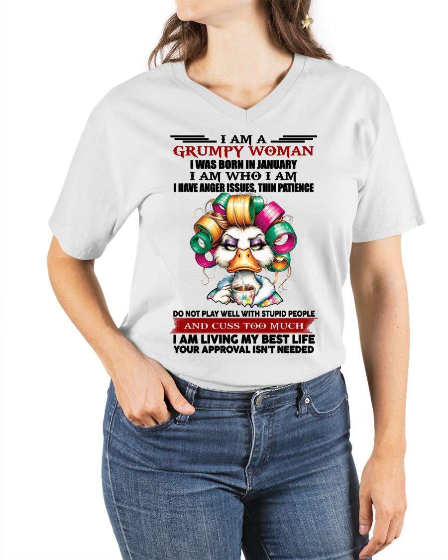 JANUARY - GRUMPY WOMAN - BIRTHDAY SHIRT FOR WOMEN - EBIL01 (SKU26T-01-22-01)