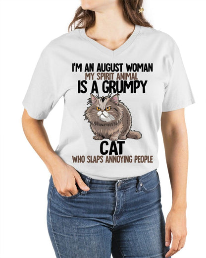 AUGLUNAT - MY SPIRIT ANIMAL IS A GRUMPY CAT - BIRTHDAY SHIRT FOR WOMEN - SNOW08 (SKU12-278-08)