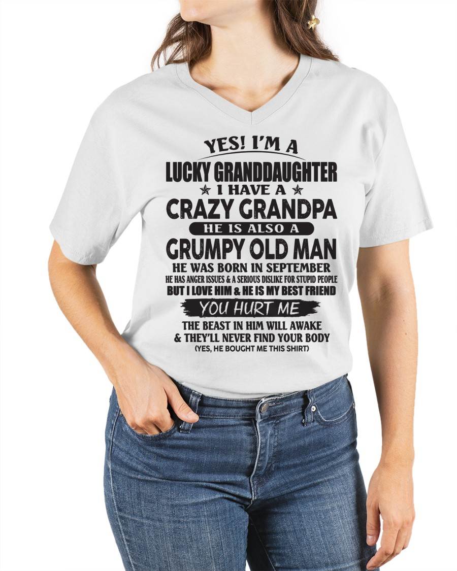 SEPTEMBER - LUCKY GRANDDAUGHTER OF CRAZY GRANDPA - PERFECT GIFT FOR YOUR GRANDDAUGHTER FROM GRANDPA - LUNA09 (SKU10-150-09)