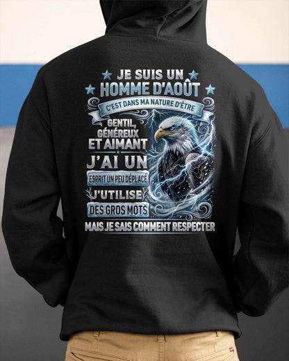 AOÛT – ESPRIT MALICIEUX MAIS SAIT RESPECTER - T-SHIRT ANNIVERSAIRE HOMME - IMPRESSION DTG PREMIUM - frLUNA08 (SKU2604-86-08)