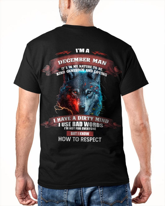 DECEMBER - KNOW HOW TO RESPECT - BIRTHDAY T-SHIRT FOR MEN - LUNA12 / male (SKU12-162-12)