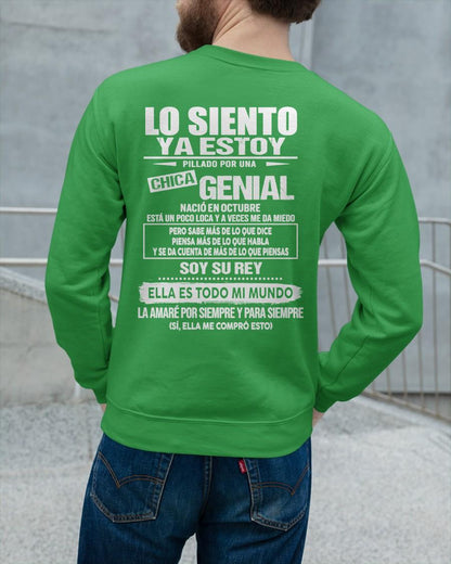 Octubre - Chica genial nació en octubre - Regalo especial para novio - Black - T10 (SKU05-80-10)