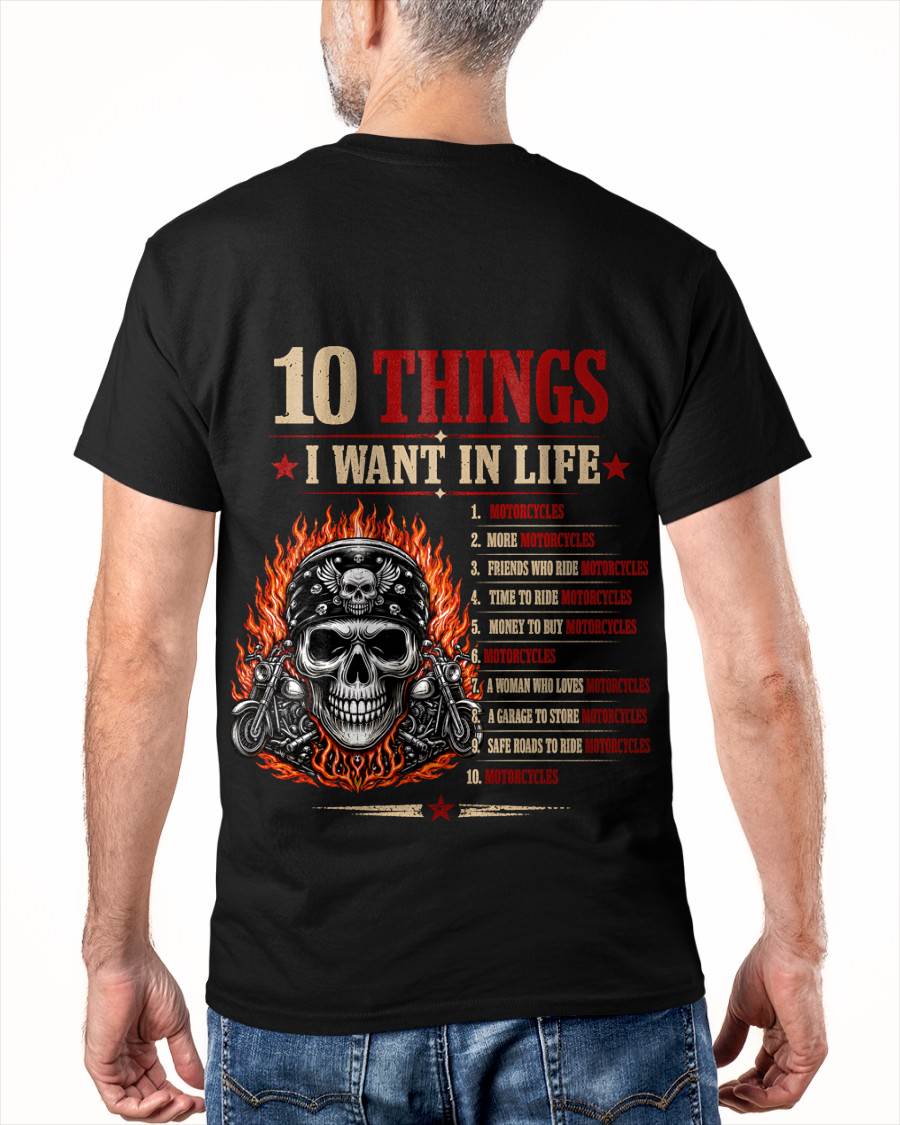 10 THINGS I WANT IN LIFE, BIKER - SHIRT FOR MEN - LUNA00 (SKU2608-35)
