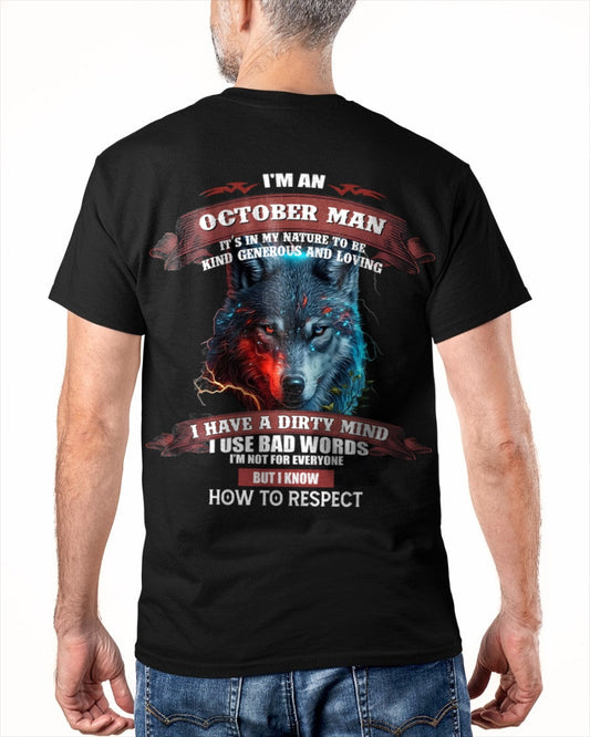 OCTOBER - KNOW HOW TO RESPECT - BIRTHDAY T-SHIRT FOR MEN - LUNA10 / male (SKU12-162-10)