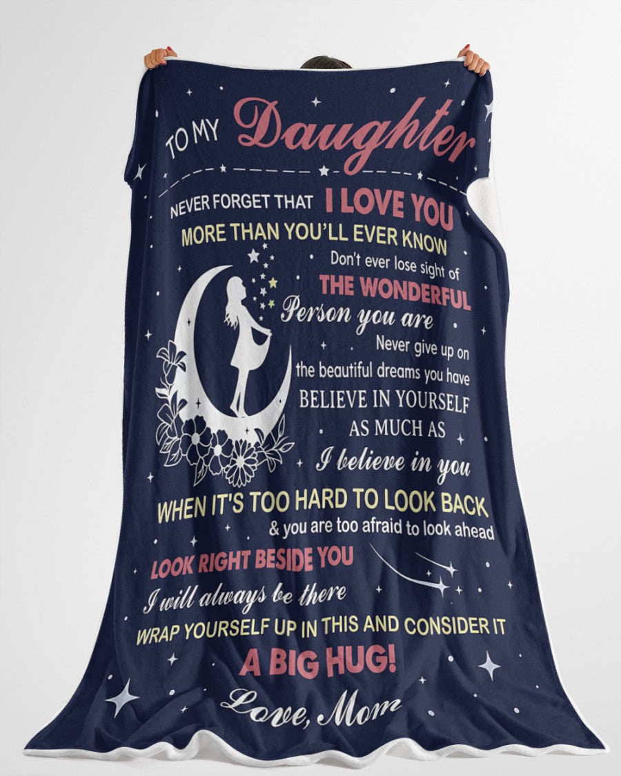 TO MY DAUGHTER - GIFT FROM MOM- Sherpa Fleece Quilt Blanket (SKU2607-27)