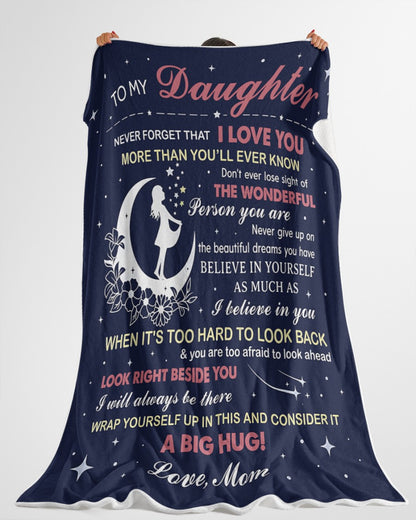 TO MY DAUGHTER - GIFT FROM MOM- Sherpa Fleece Quilt Blanket (SKU2607-27)