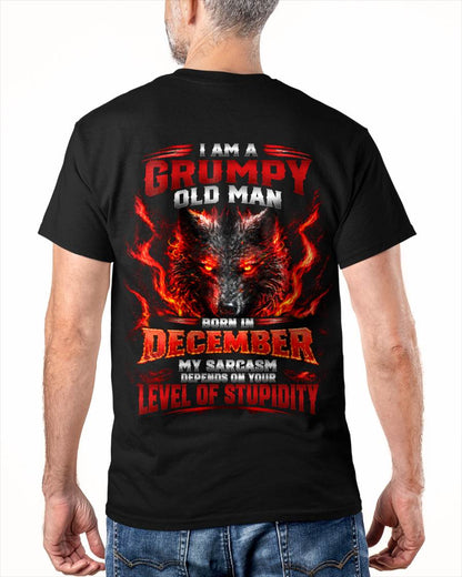 DECEMBER - I AM A GRUMPY OLD MAN MY SARCASM DEPENDS ON YOUR LEVEL OF STUPIDITY - SHIRT FOR MEN - LUNA12 (SKU2609-286-12)