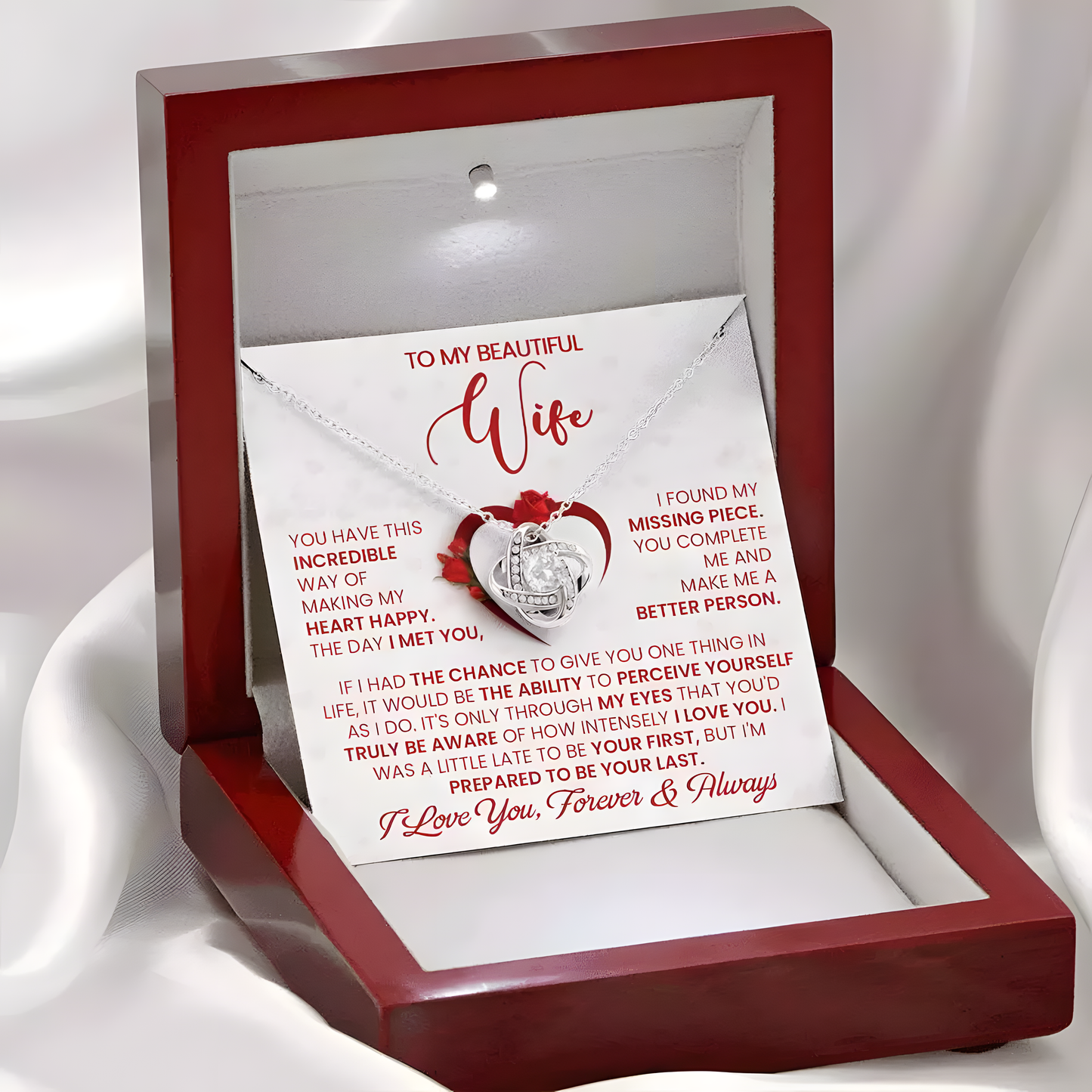 TO MY WIFE FROM HUSBAND - Premium Love Knot Necklace
