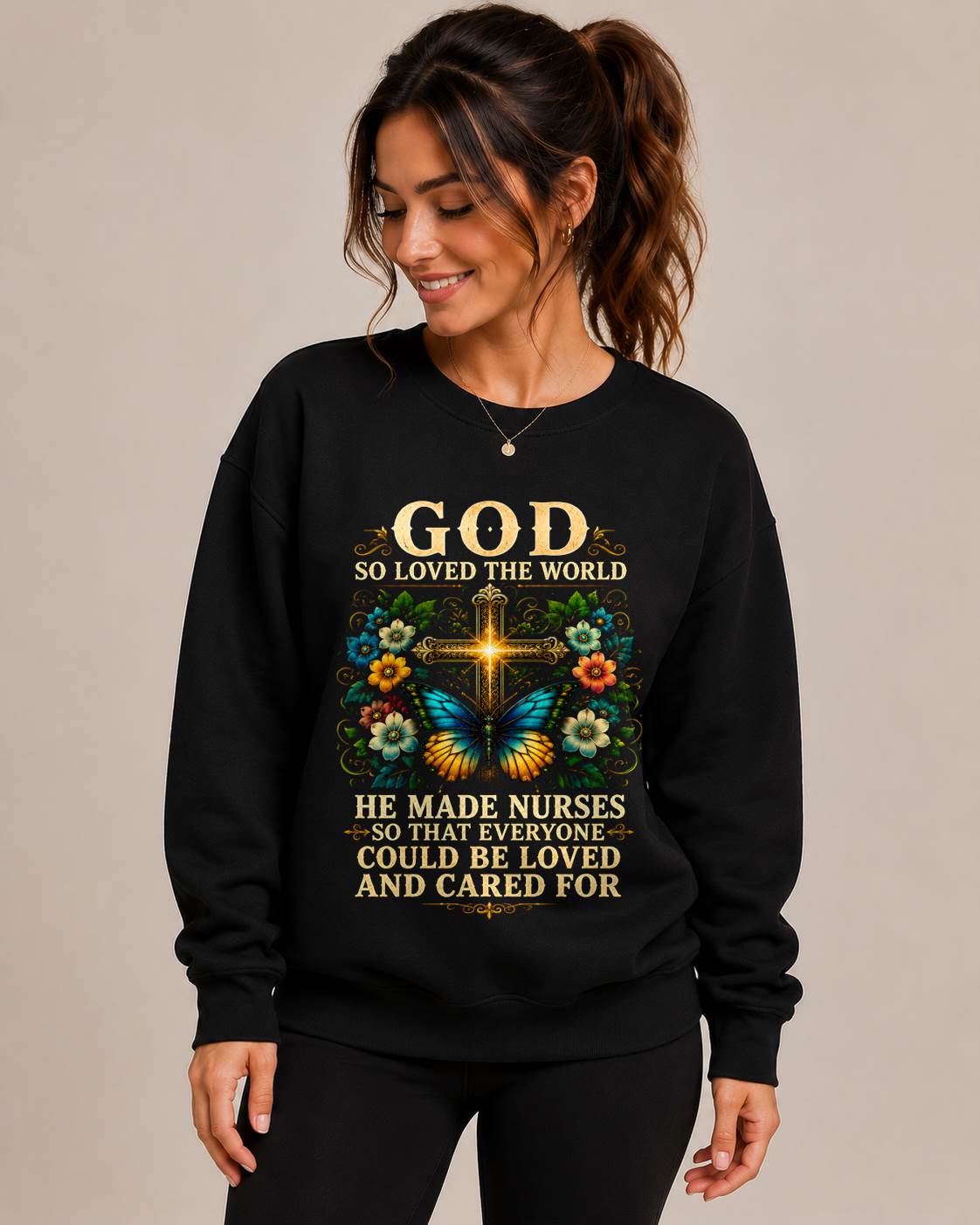 GOD SO LOVED THE WORLD  HE MADE NURSES - SHIRT FOR WOMEN - LUNA00 (SKU2608-140)