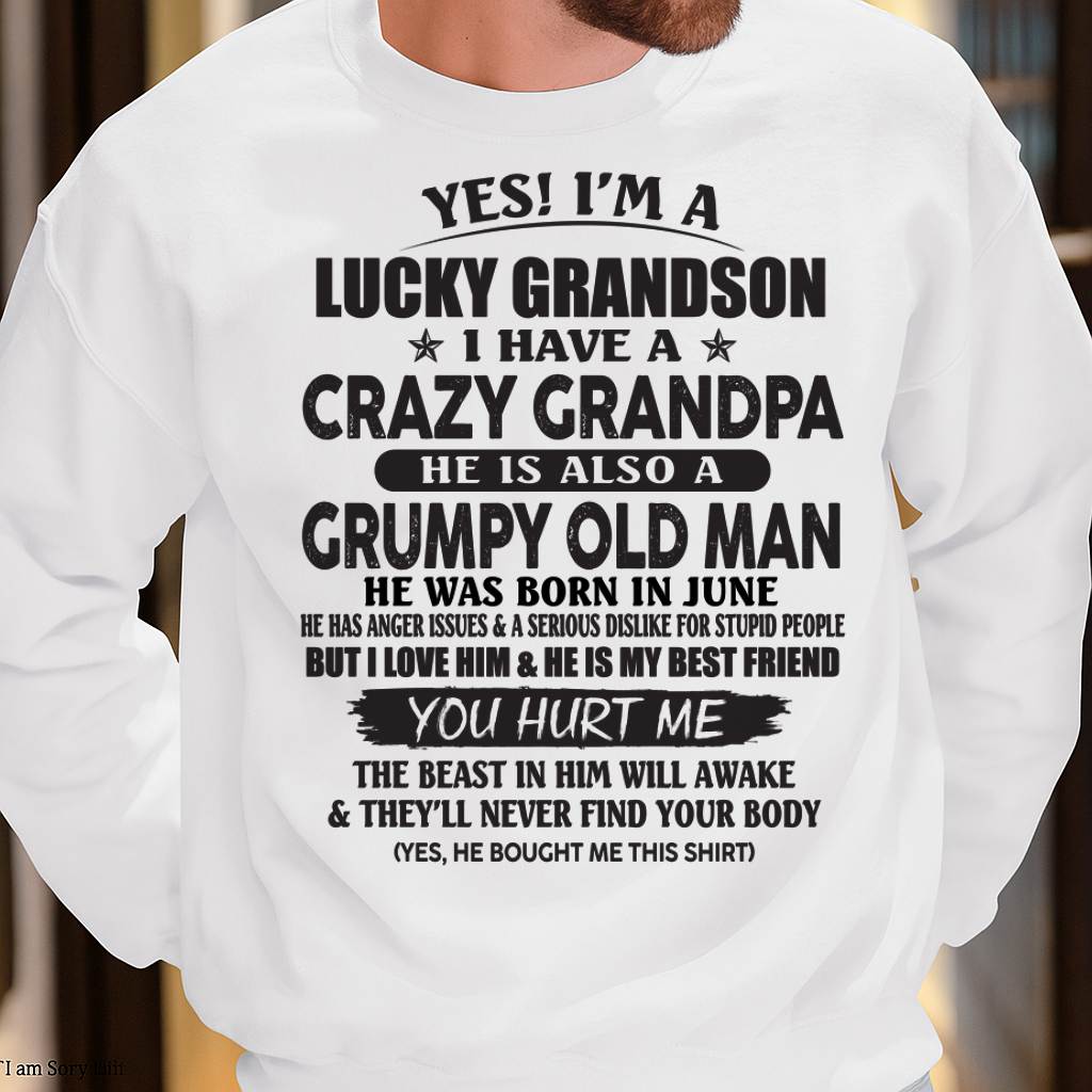 JUNE - LUCKY GRANDSON OF CRAZY GRANDPA -  PERFECT GIFT FROM GRANDPA - LUNA06 (SKU12-145-06)