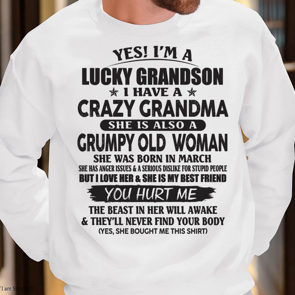 MARCH - LUCKY GRANDSON OF CRAZY GRANDMA -  FROM GRANDMA - NINA03 (SKU10-173-03)