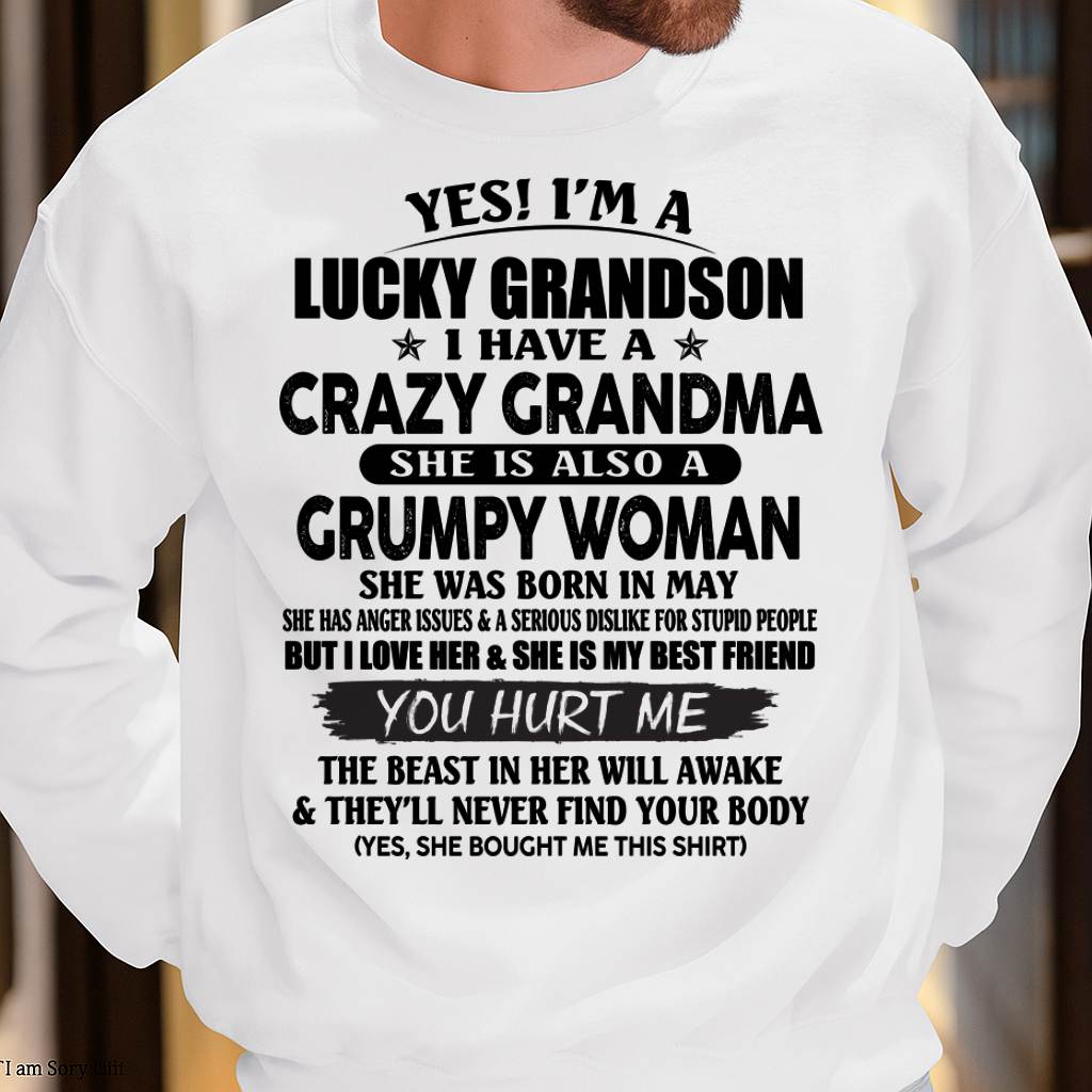 MAY - LUCKY GRANDSON OF CRAZY GRANDMA -  PERFECT GIFT FROM GRANDMA - LUNA05 (SKU12-113-05)