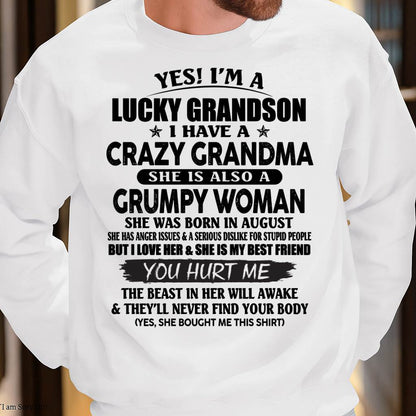 AUGUST - LUCKY GRANDSON OF CRAZY GRANDMA -  PERFECT GIFT FROM GRANDMA - LUNA08 (SKU12-113-08)