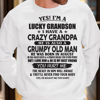 AUGUST - LUCKY GRANDSON OF CRAZY GRANDPA -  PERFECT GIFT FROM GRANDPA - LUNA08 (SKU12-145-08)