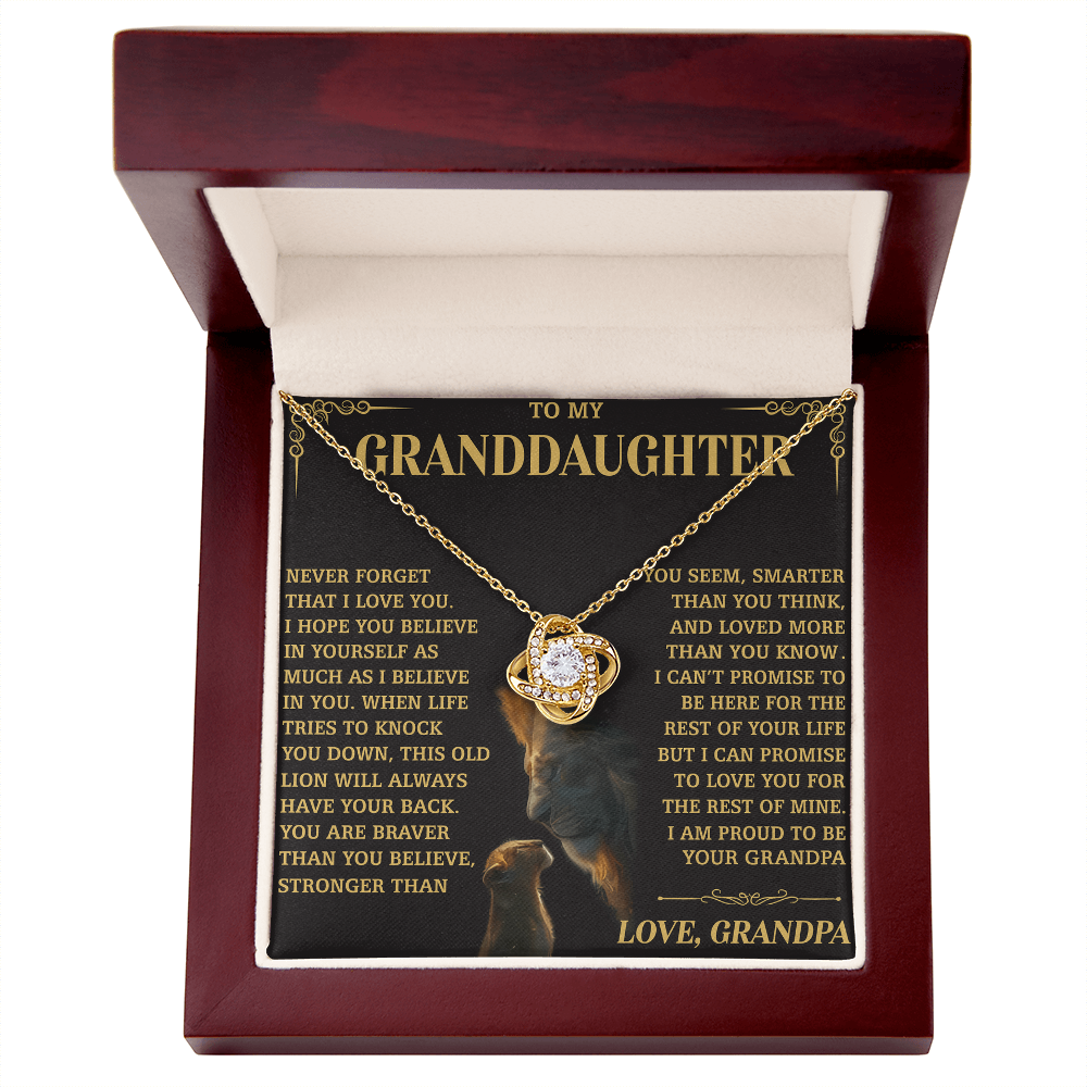 TO MY GRANDDAUGHTER "NEVER FOR FORGET THAT..." - Gift from Grandpa - The Premium Love Knot Necklace (SKUJ12-216)