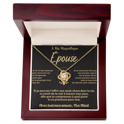 À MA FEMME DE LA PART DE SON MARI – COLLIER - Premium Love Knot Necklace (SKUJ12-177)