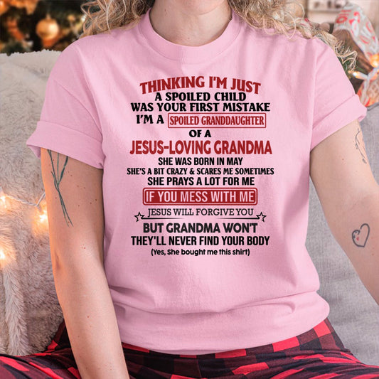 Christian Girl Shirt – Spoiled by Grandma May Edition – From Grandma to Granddaughter LUNA05 (SKU07-181-05)