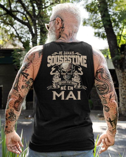 Ne Jamais Sous-estimer le Pouvoir d’un Homme Né en Mai – T-Shirt Homme Crâne Rebelle - LUNA05 (SKU26T-01159-05)