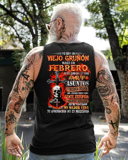 Febrero - Viejo Gruñón - Camiseta Divertida de Calavera con Problemas de Ira - Regalo Perfecto Para Ti - LUNA02 (SKU26T-01203-02)