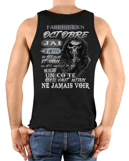 Fabriqué en Octobre – J’ai 3 Côtés | T-Shirt Homme Caractère Fort - LUNA10 (SKU26T-01174-10)