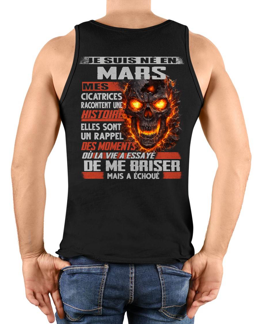 Je Suis Né en Mars – Mes Cicatrices Racontent Une Histoire | T-Shirt Homme Fort - LUNA03 (SKU26T-01175-03)