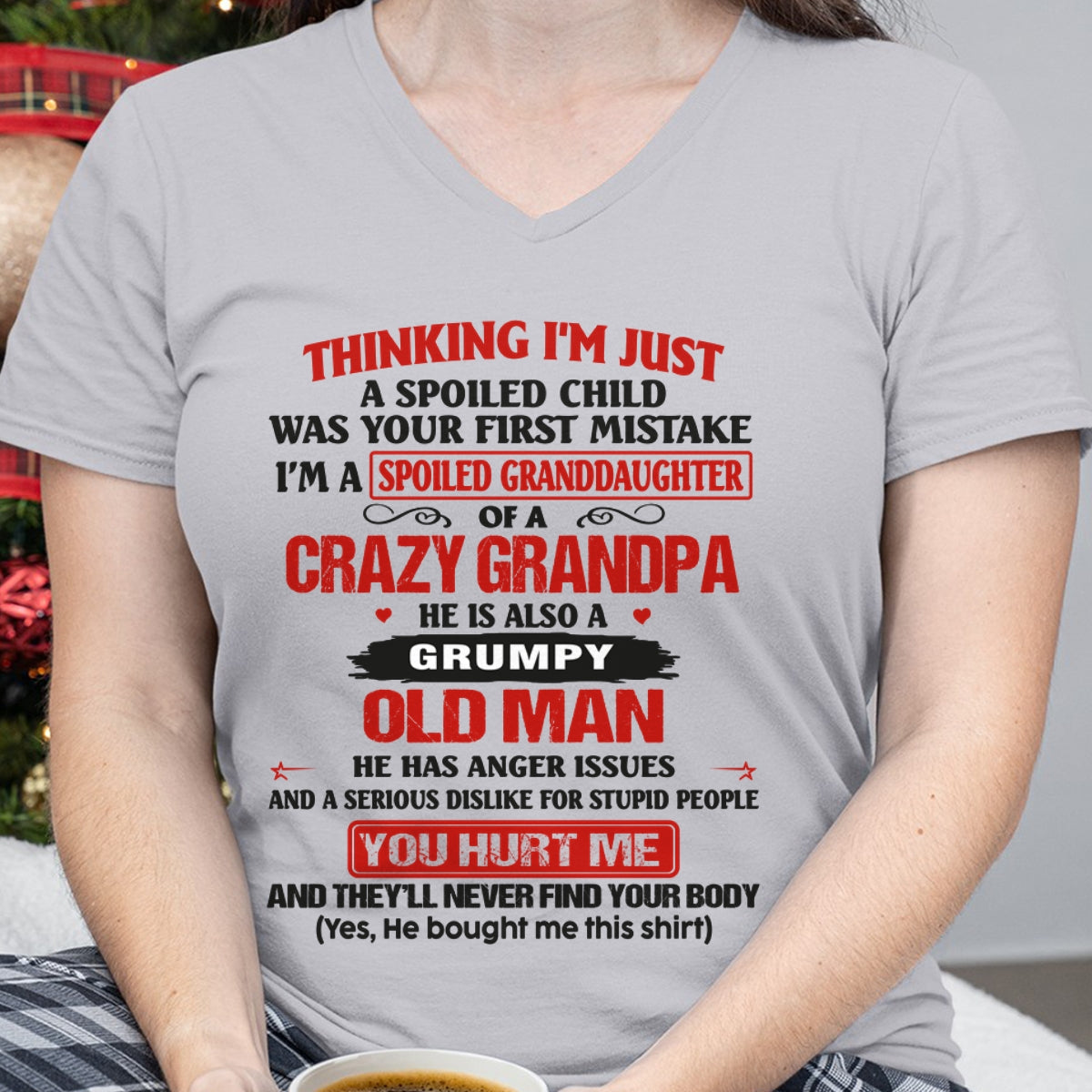 Spoiled Granddaughter of a Crazy Grandpa Shirt – Birthday Gift from Grandpa / Man - LUNA00 (SKU12-200-00)